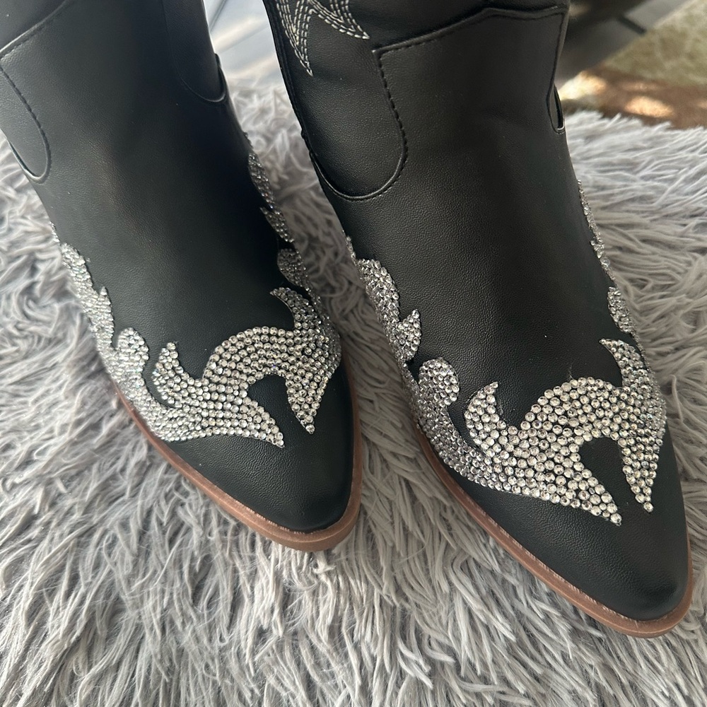 Stylish Black and Silver Studded Ankle Boots